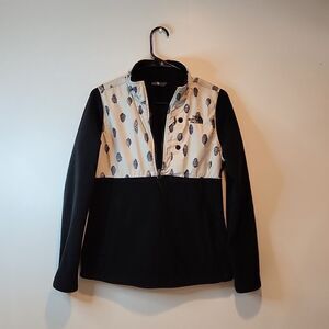 The North Face Women's Quarter Zip Fleece Pullover Sz S/P Ivory/Black Acorn